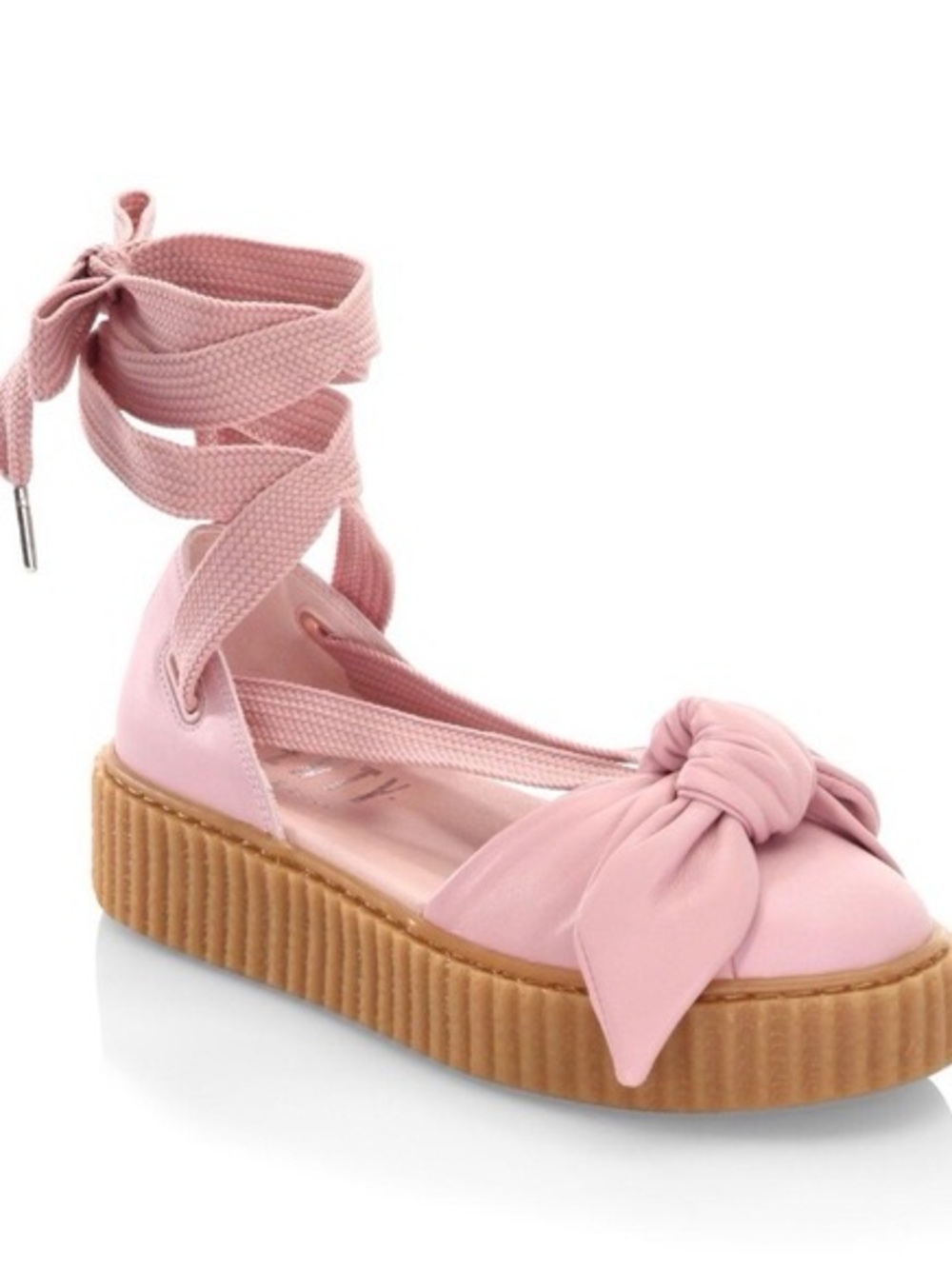 Puma Fenty Rihanna Bow Creeper Sandals‎ Pink Leather Platform Shoes Size 5.5